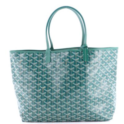 Подержанная сумка Goyard PM Saint Louis Tote из холста с покрытием зеленого цвета