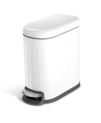 Тонкое мусорное ведро Home Zone Living объемом 1,3 галлона из нержавеющей стали с рисунком в виде тростника, мягкой закрывающейся крышкой и съемным вкладышем