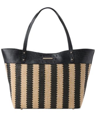 Очень большая сумка Brahmin All Day из кожи и соломы черного цвета