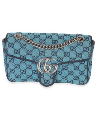 Бывшая в употреблении синяя парусиновая сумка Gucci Matelasse, диагональная маленькая сумка через плечо GG Marmont, синяя