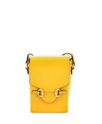 Бывшая в употреблении сумка Gucci Mini Horsebit 1955 через плечо из желтой кожи