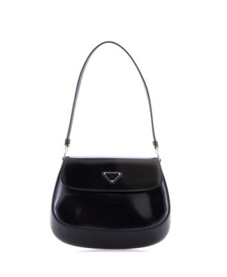 Бывшая в употреблении маленькая сумка Prada Cleo с клапаном через плечо из кожи Spazzolato черного цвета