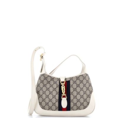 Бывшая в употреблении модель Gucci Small Jackie 1961 Hobo GG из белого полотна с покрытием