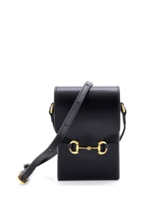 Бывшая в употреблении сумка Gucci Mini Horsebit 1955 через плечо из черной кожи