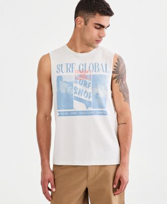 Мужская хлопковая майка Surf Global с графическим принтом Sun + Stone, эксклюзивный белый цвет Macy's
