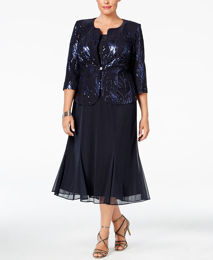 Alex Evenings Plus Size Sequined Chiffon Dress and Jacket & Reviews ...