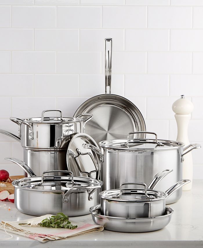 Cuisinart Multiclad Pro Tri Ply Stainless Steel 12 Piece Cookware Set Reviews Cookware Sets Macy S