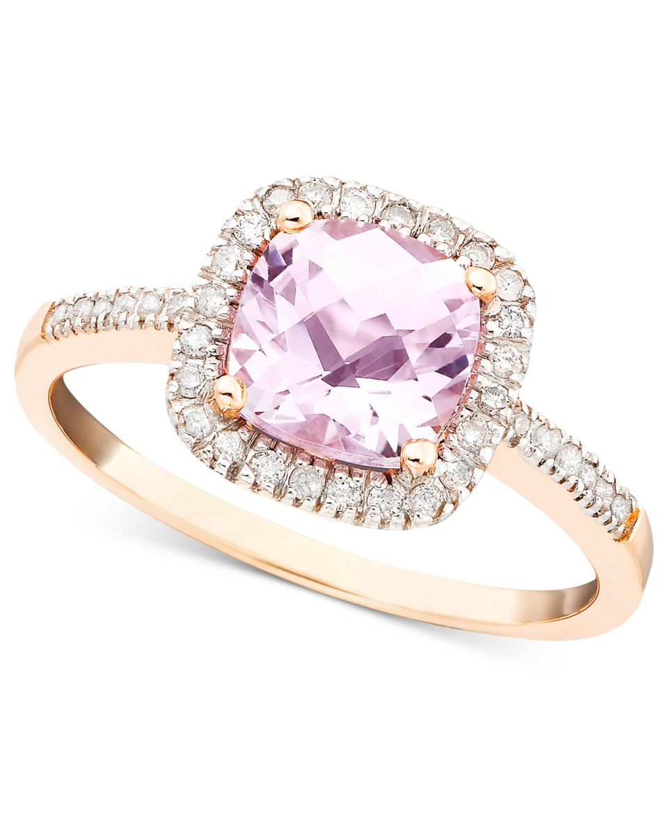 14k Rose Gold Ring, Pink Amethyst (1 1/3 ct. t.w.) and Diamond (1/5 ct 