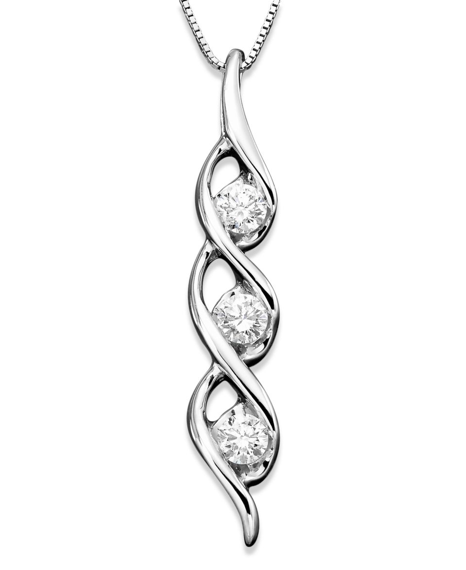 Sirena Diamond Necklace, 14k White Gold Diamond Twist Pendant (1/2 ct