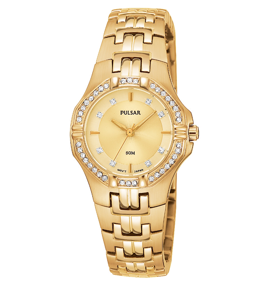 Pulsar Watch, Womens Gold Tone Stainless Steel Bracelet PTC390