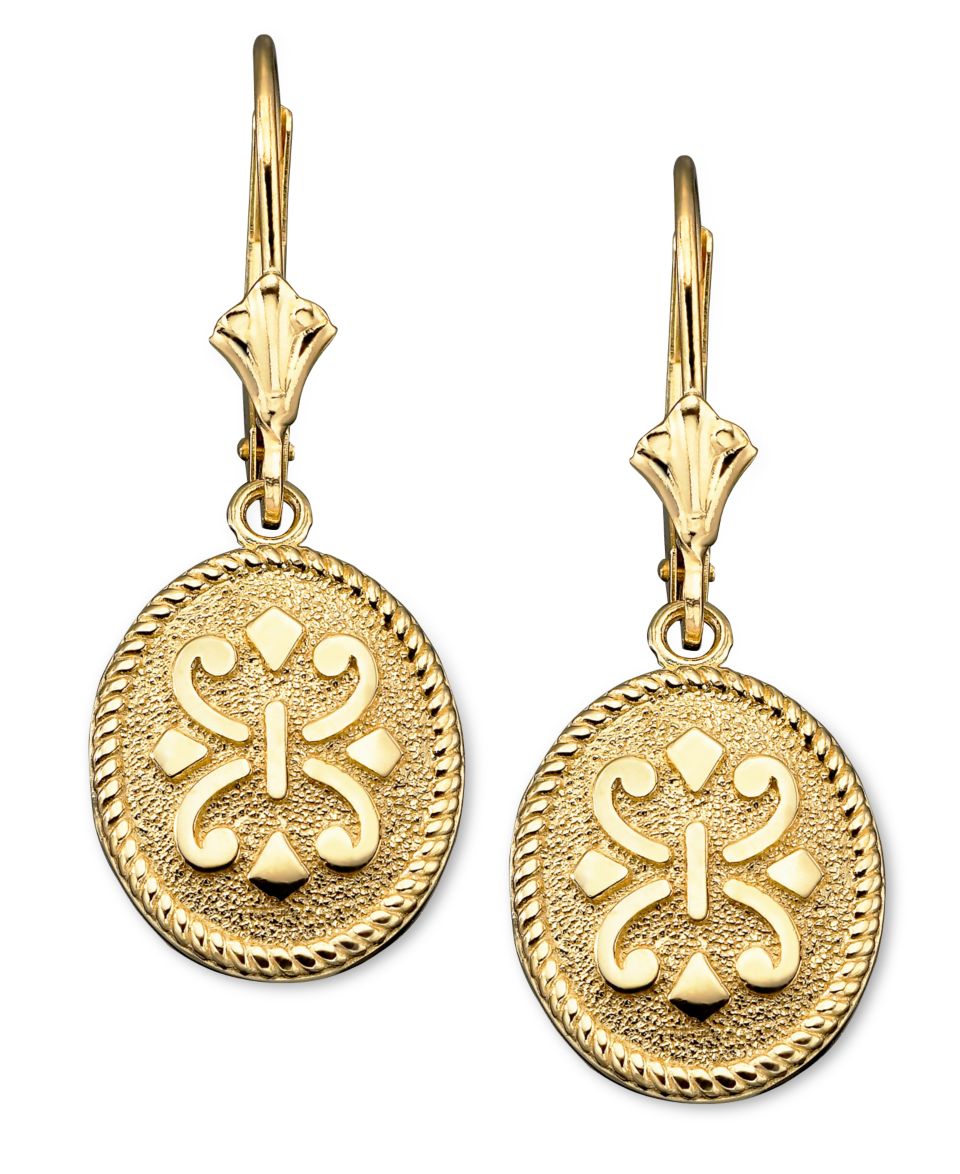 14k Gold Earrings, Ball Leverback