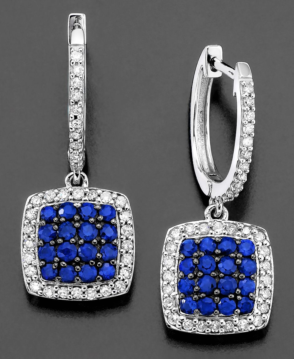 Effy Collection 14k White Gold Earrings, Sapphire (7/8 ct. t.w.) and