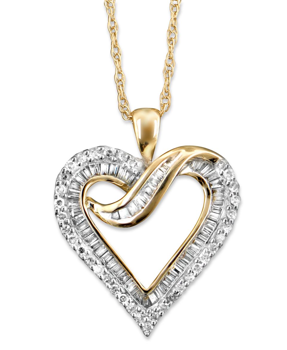 Diamond Necklace, 14k White Gold Diamond Heart (1/2 ct. t.w.)   Necklaces   Jewelry & Watches