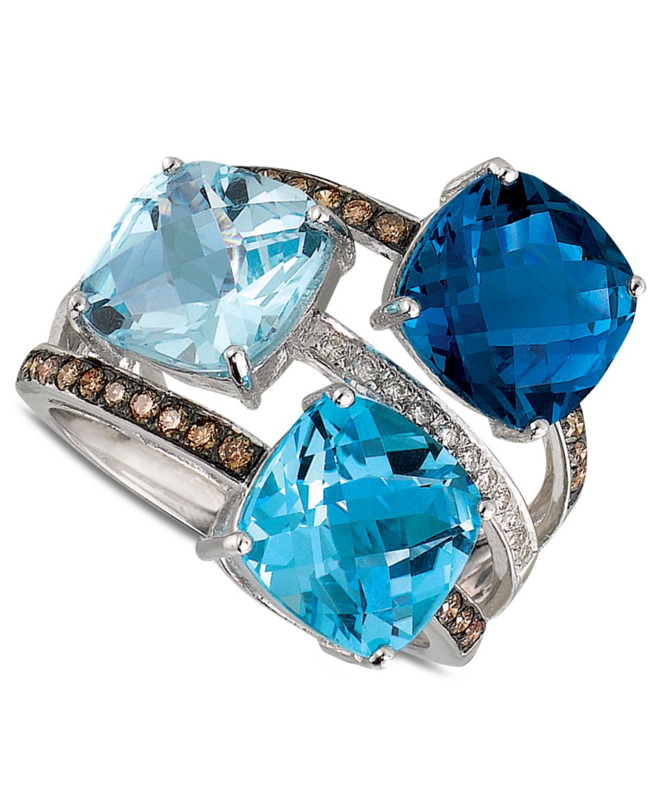 Le Vian 14k White Gold Ring, Blue Topaz (9 3/8 ct. t.w.) and Diamond