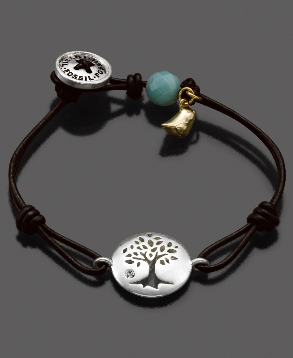 Fossil Bracelet, Black Leather Tree   Fashion Jewelry   Jewelry & Watches