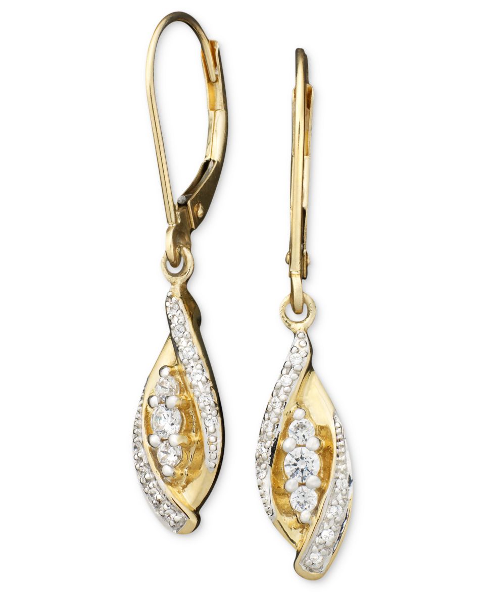 Wrapped in Love Diamond Earrings, 14k Gold Single Swirl Diamond Earring Drops (1/4 ct. t.w.)   Earrings   Jewelry & Watches