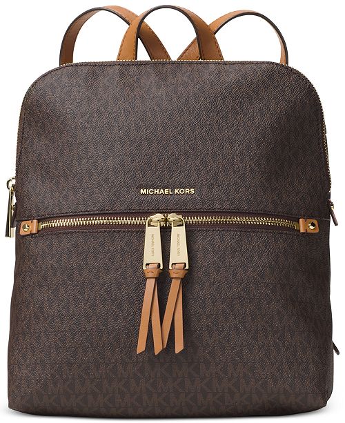 Michael Kors Signature Rhea Medium Slim Backpack Reviews Handbags Accessories Macy S