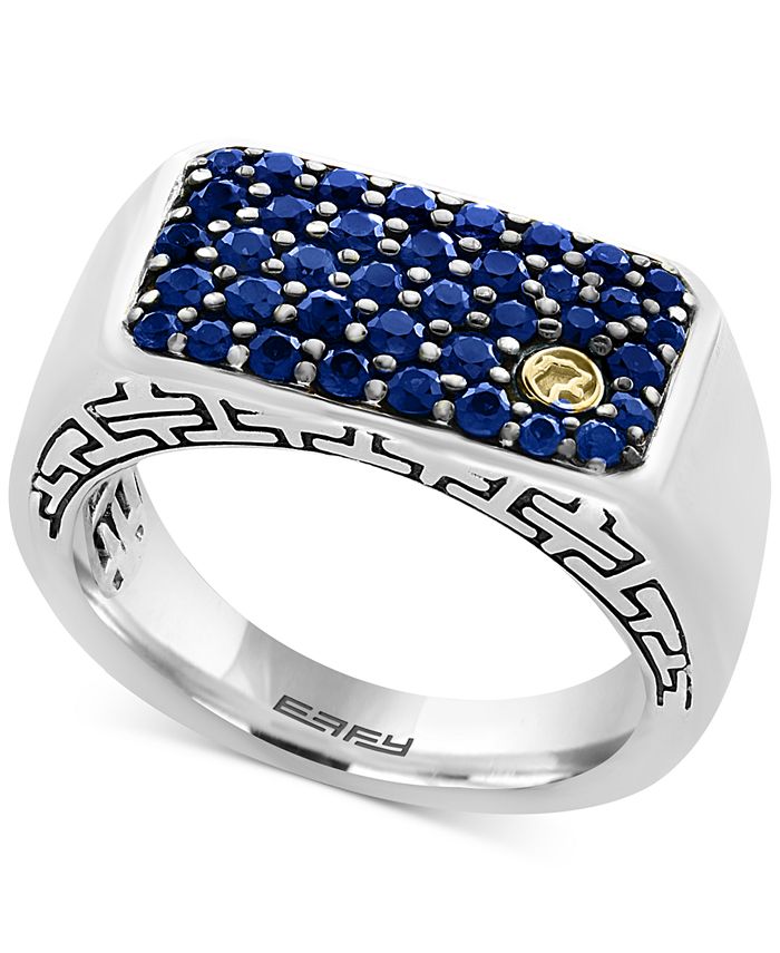 EFFY Collection EFFY® Men's Sapphire Ring (13/8 ct. t.w.) in Sterling
