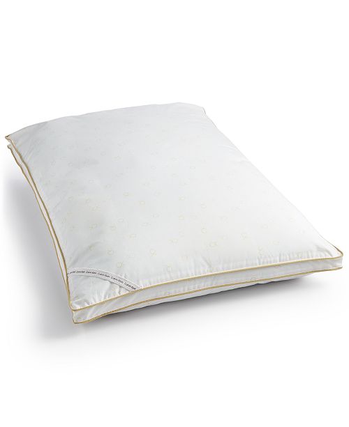 Calvin Klein Tossed Logo Print Medium Density Down Alternative Gusset Standard Pillow Hypoallergenic Reviews Pillows Bed Bath Macy S