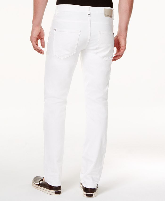 Calvin Klein Jeans Men's Slim-Straight Fit Stretch White Jeans ...