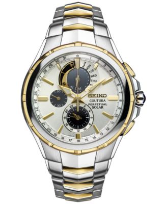 seiko silver dial 2 tone chrono coutura watch