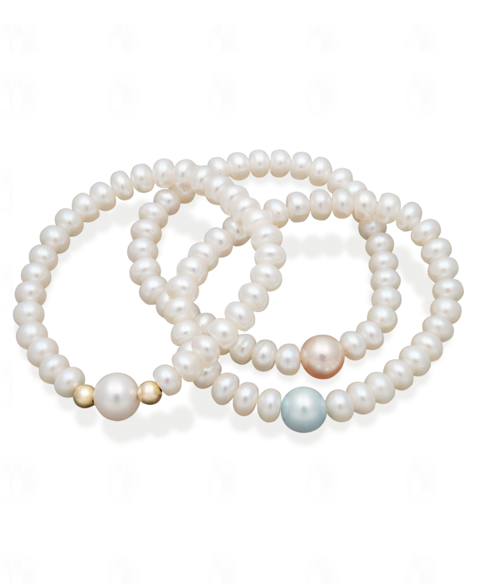 Pearl Bracelet Set, Childrens 14k Gold Cultured Freshwater Pearl 