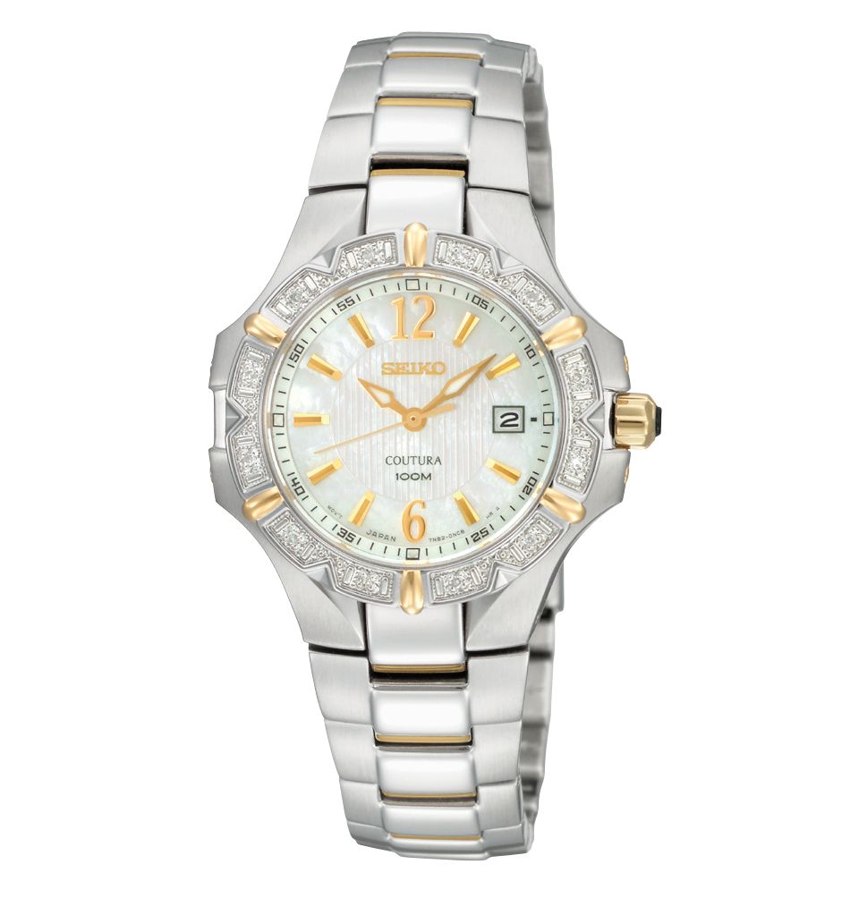 Seiko Watch, Womens Coutura Diamond Accent Bezel Two Tone Stainless