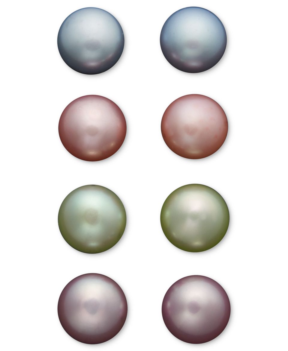 Fresh by Honora Childrens Pearl Earrings, Sterling Silver Multicolor