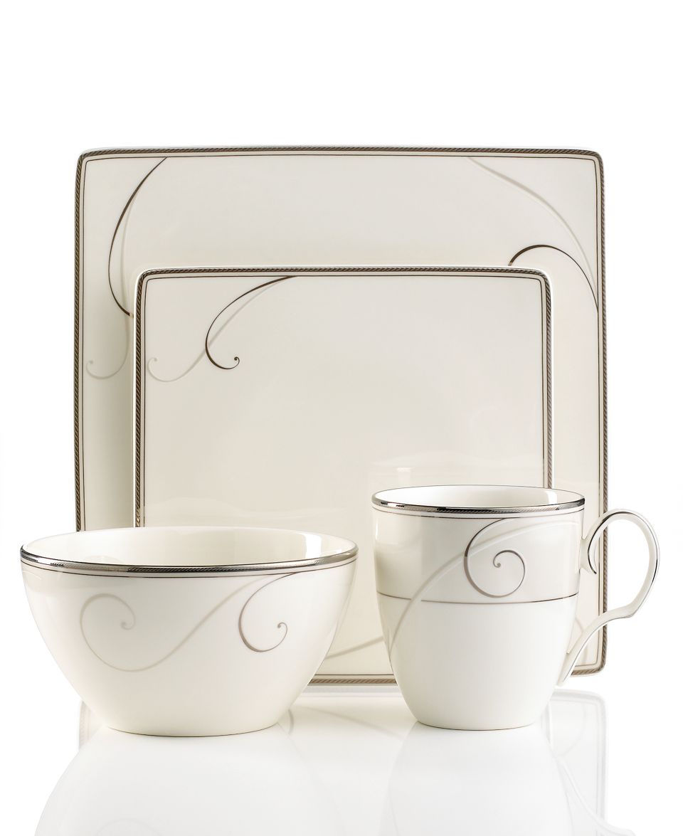 Noritake Dinnerware, Platinum Wave Square 5 Piece Place Setting   Fine