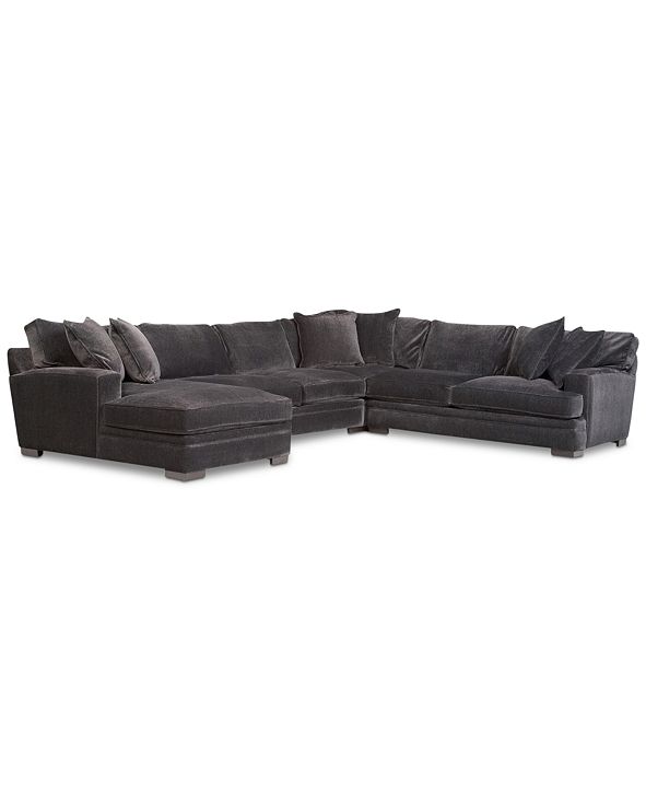 Furniture CLOSEOUT! Teddy Fabric 4Piece Chaise Sectional Sofa, Created