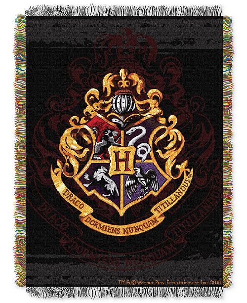 Warner Brothers Harry Potter Hogwarts Crest Triple Woven Tapestry Throw Reviews Blankets Throws Bed Bath Macy S