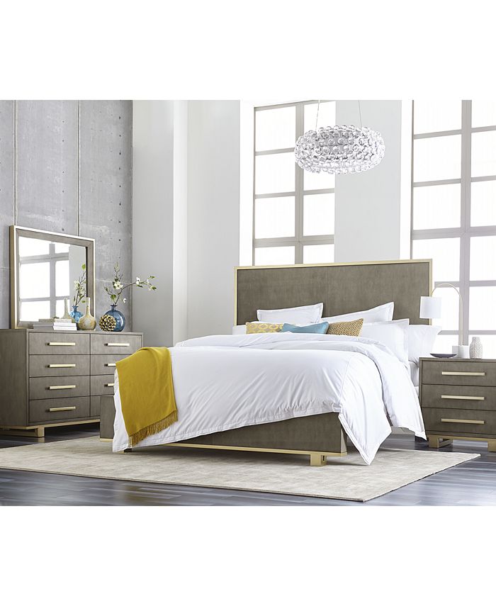 Furniture Petra Shagreen Bedroom Furniture 3 Pc Set Queen Bed Dresser Nightstand Reviews Furniture Macy S