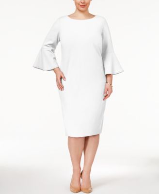 calvin klein white dress with bell sleeves