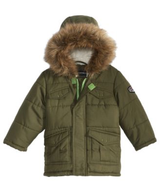 baby boy puffer coat with fur hood