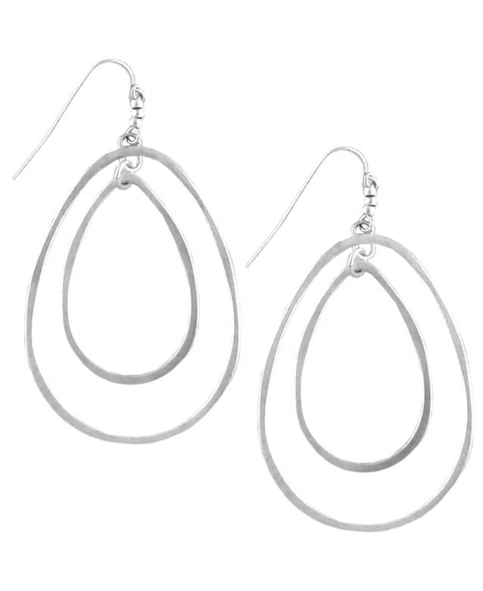 Jessica Simpson Earrings, Silver Tone Crystal Drop Hoops   Fashion