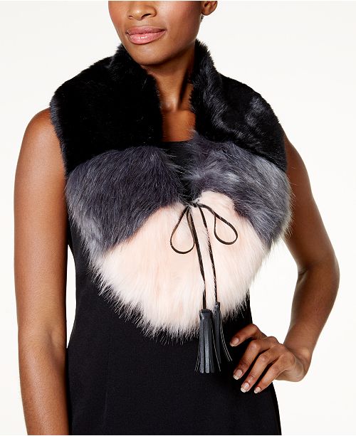 Steve Madden Colorblocked Faux Fur Scarf Collar Reviews Handbags Accessories Macy S