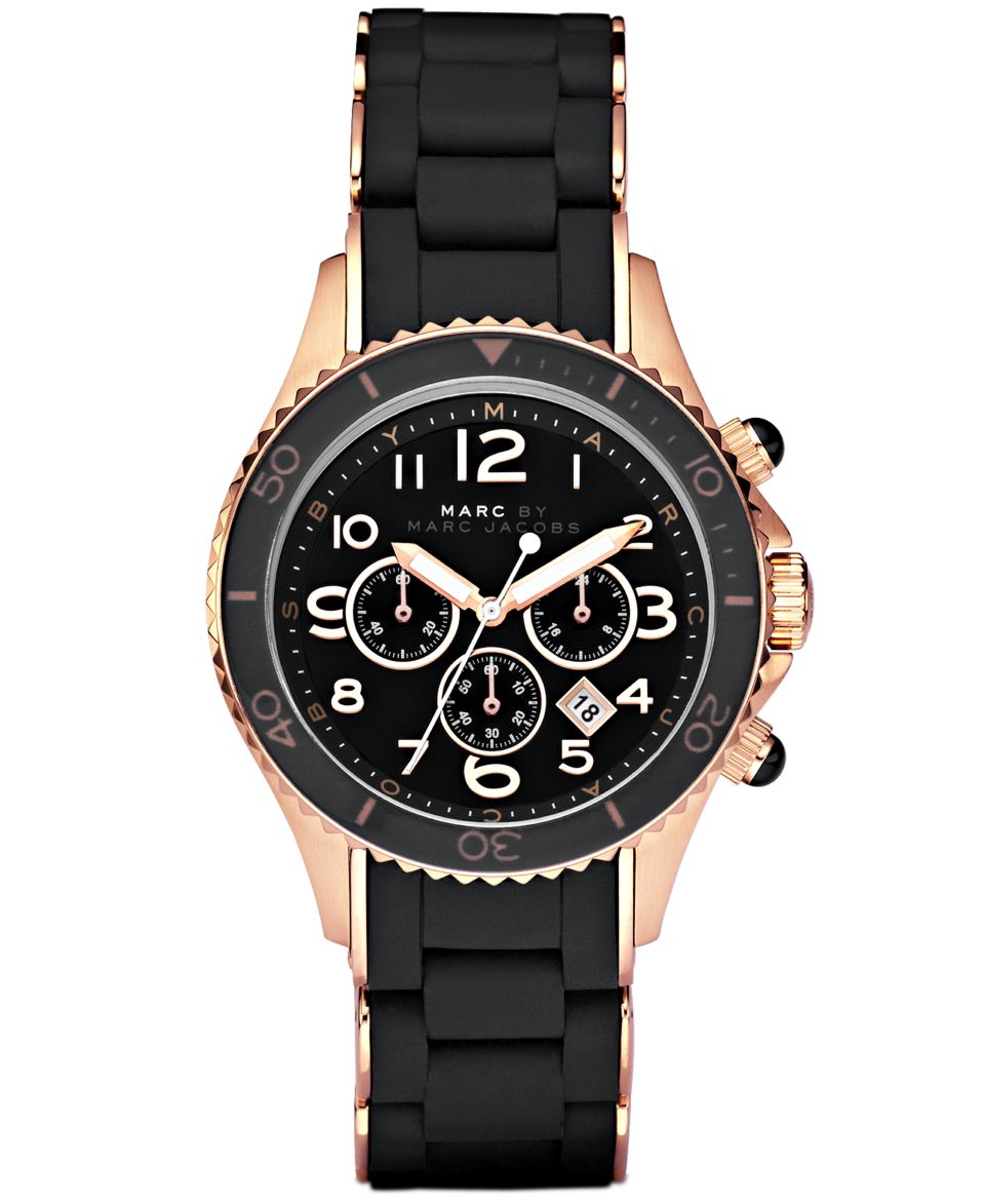 Marc by Marc Jacobs Watch, Unisex Chronograph Black Silicone Wrapped