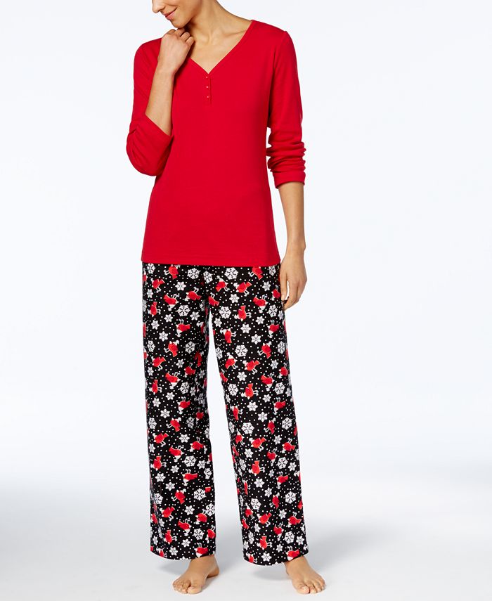 Charter Club Flannel Mix It Top & Printed Pants Pajama Set, Created for