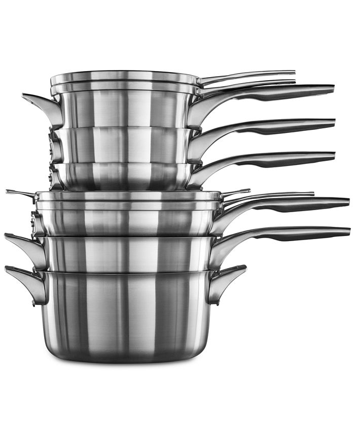 Calphalon Premier 10-Pc. Space-Saving Stainless Steel Cookware Set Select By Calphalon 10pc Stainless Steel Space Saving Set