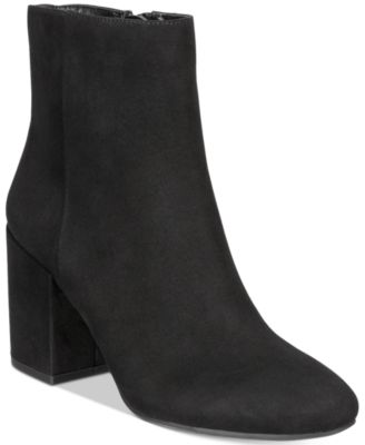 black bootie heels