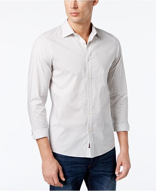 Michael Kors Men S Slim Fit Trim Stretch Gingham Shirt Reviews Casual Button Down Shirts Men Macy S