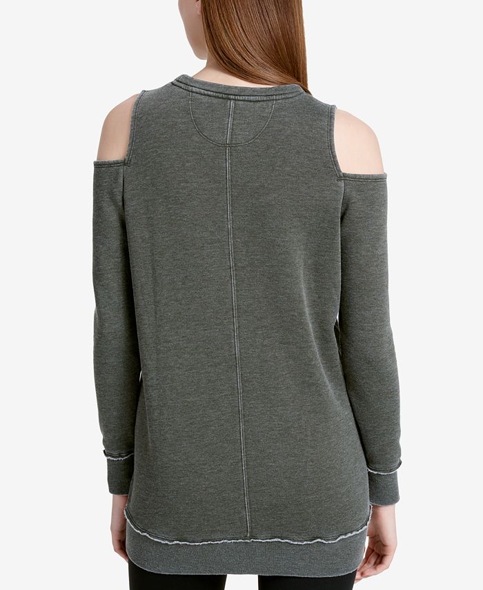 Download Calvin Klein Distressed Cold-Shoulder Sweatshirt & Reviews - Sweaters - Women - Macy's