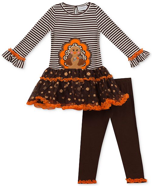 Rare Editions 2 Pc Turkey Thanksgiving Tunic Leggings Set Toddler Girls 2t 5t Reviews Sets Outfits Kids Macy S