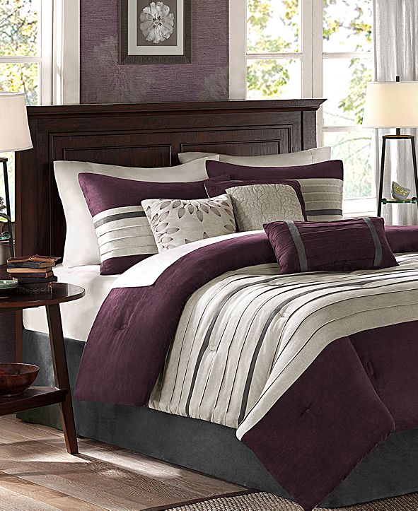 Madison Park Palmer Microsuede 7-Pc. Full Comforter Set & Reviews - Bed ...