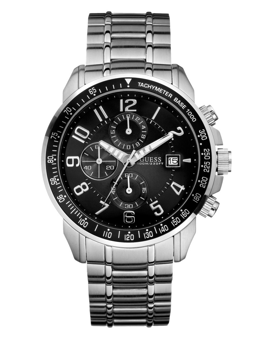 GUESS Watch, Mens Waterpro Chronograph Stainless Steel Bracelet 42mm