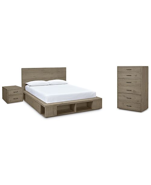 Furniture Brandon Storage Platform Bedroom Furniture 3 Pc Set Queen Bed Chest Nightstand Created For Macy S Reviews Furniture Macy S