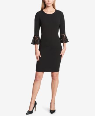 tommy hilfiger black dress with lace sleeves