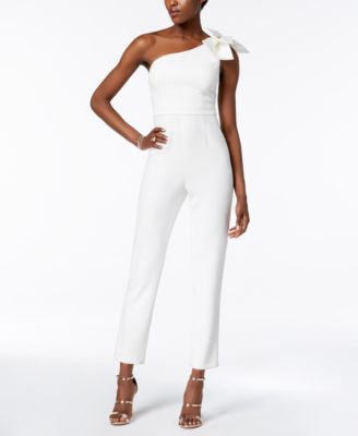 adrianna papell one shoulder jumpsuit petite