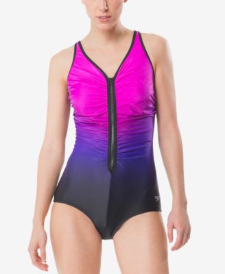 speedo zip front swimsuit