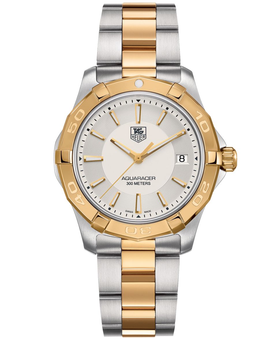 TAG Heuer Womens Swiss Aquaracer Stainless Steel and 18k Gold Bracelet Watch 27mm WAF1424.BB0825   Watches   Jewelry & Watches